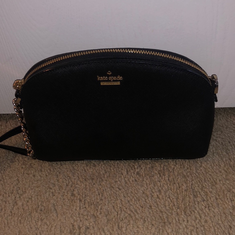 kate spade black genuine leather purse with gold zipper